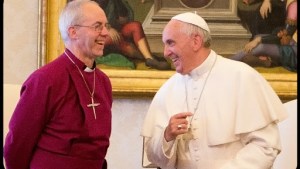 When Pope Francis Met Archbishop Welby AFP PHOTO POOL ALESSANDRA TARANTINO