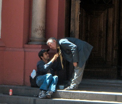 Homeless on church steps