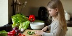 GIRL,CUTTING,VEGETABLES