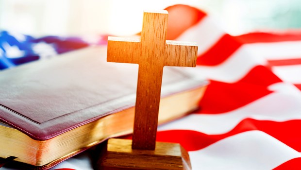 CROSS AND FLAG