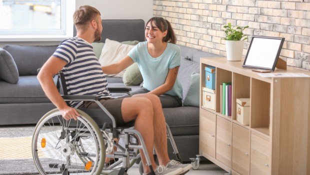Man, Wheelchair, Wife, Couple, Home, Handicapped