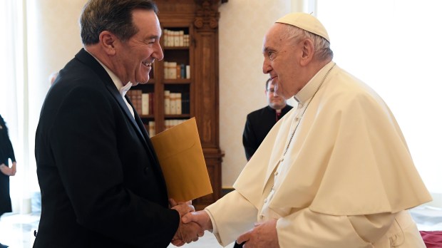 Ambassador Joe Donnelly presents his credentials to Pope Francis