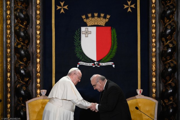 Pope-Francis-and-Maltas-President-George-Vella-authorities-Grand-Council-Chamber