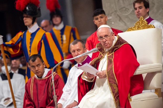 Pope Francis leads a mass for the Solemnity of Saints Peter and Paul