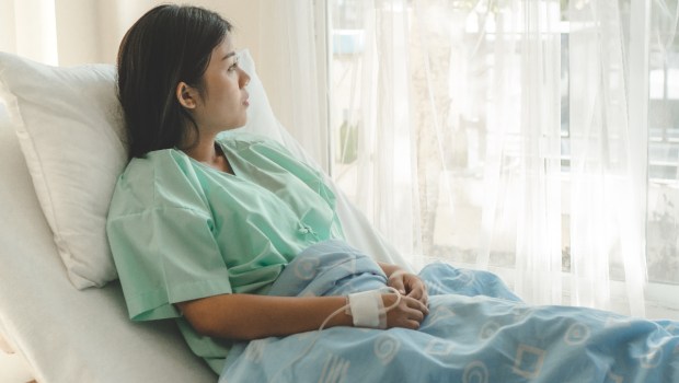 woman, hospital, bed