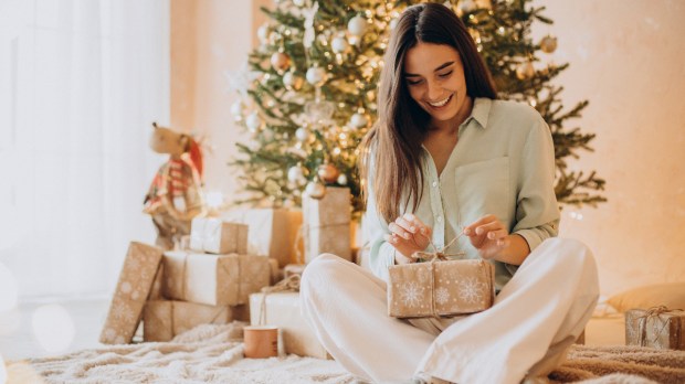 woman, gift, Christmas
