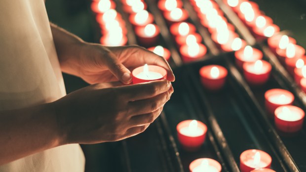 candle, church, hands, pray