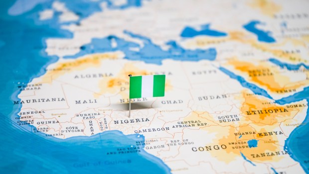 Nigeria map with flag