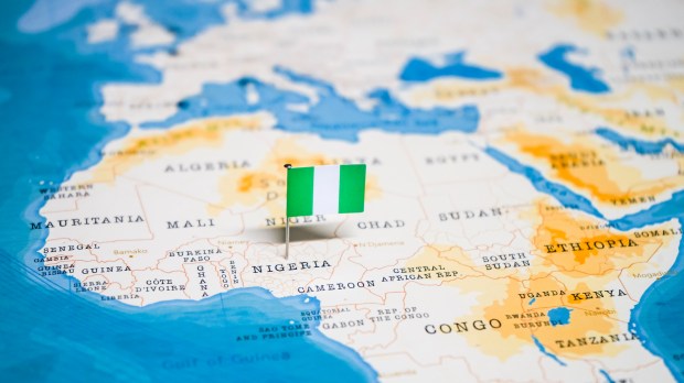 Nigeria map with flag