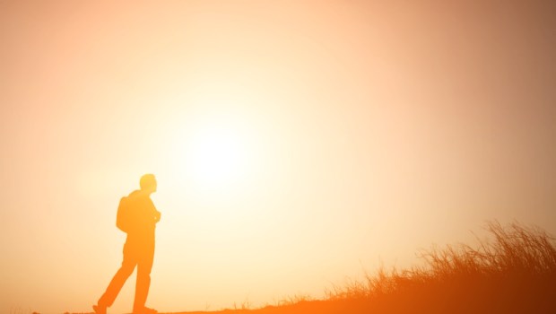 Silhouette man walking travel