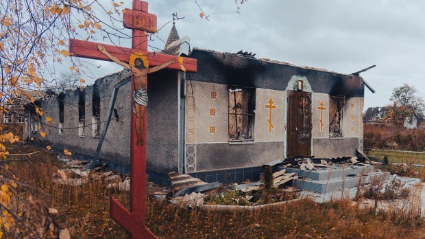 Urkainian church damaged by war