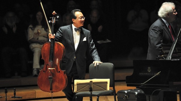 Yo-Yo Ma with cello in concert