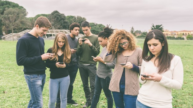 Multiethnic Group of Friends, Smart Phone Addicted