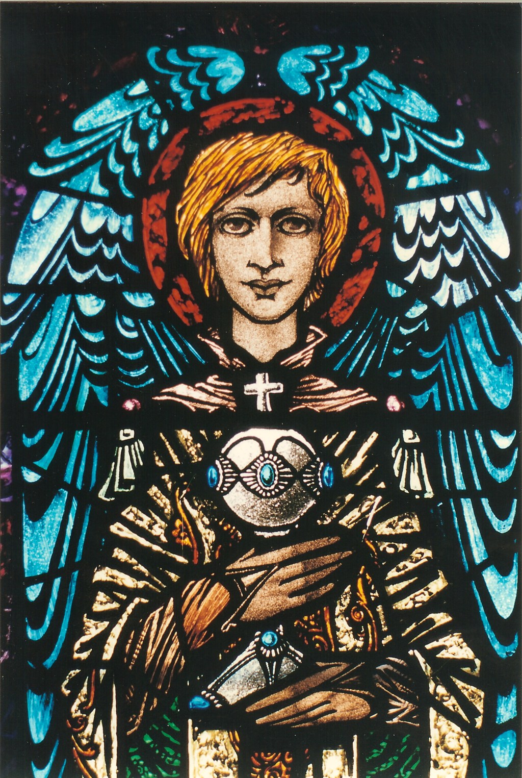 Angel depicted in stained glass