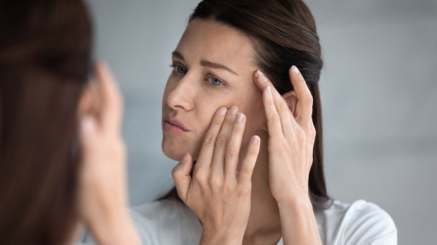 Disappointed woman, mirror, worry