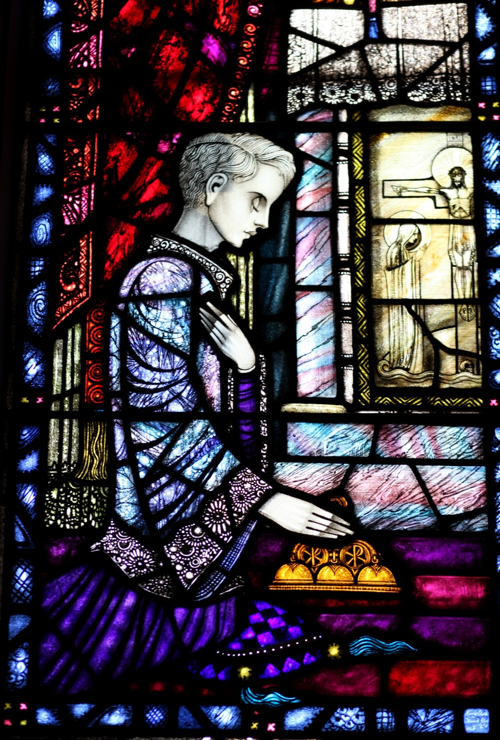 Altar boy depicted in stained glass