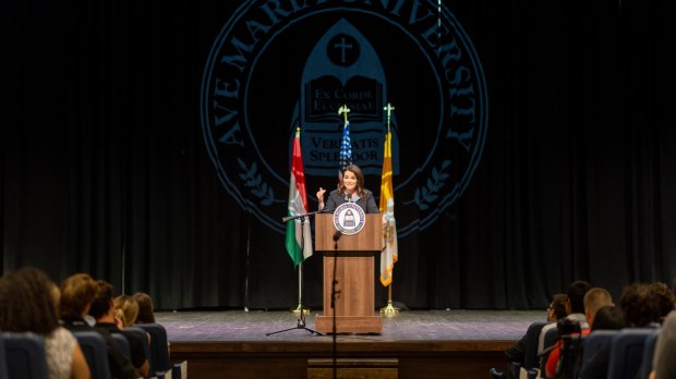 President Katalin Novak of Hungary speaks at Ave Maria University