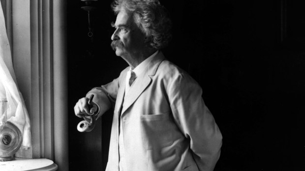 Mark Twain looking out the window