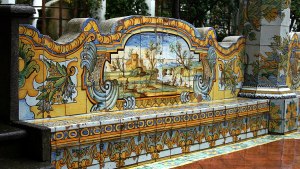 Painted tile mural, at the Convent of Saint Clair, Naples