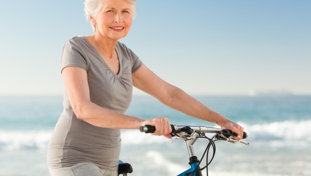 old woman bicycle