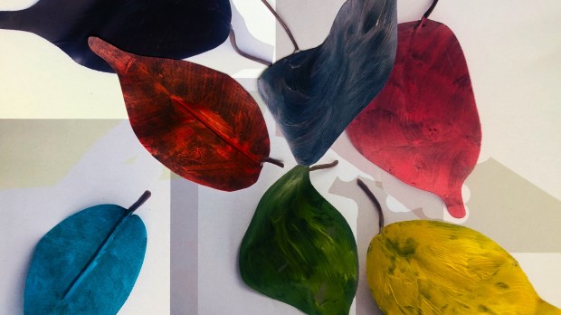 Colored leaves printed on paper