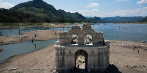 Baroque church emerges from drought-stricken reservoir