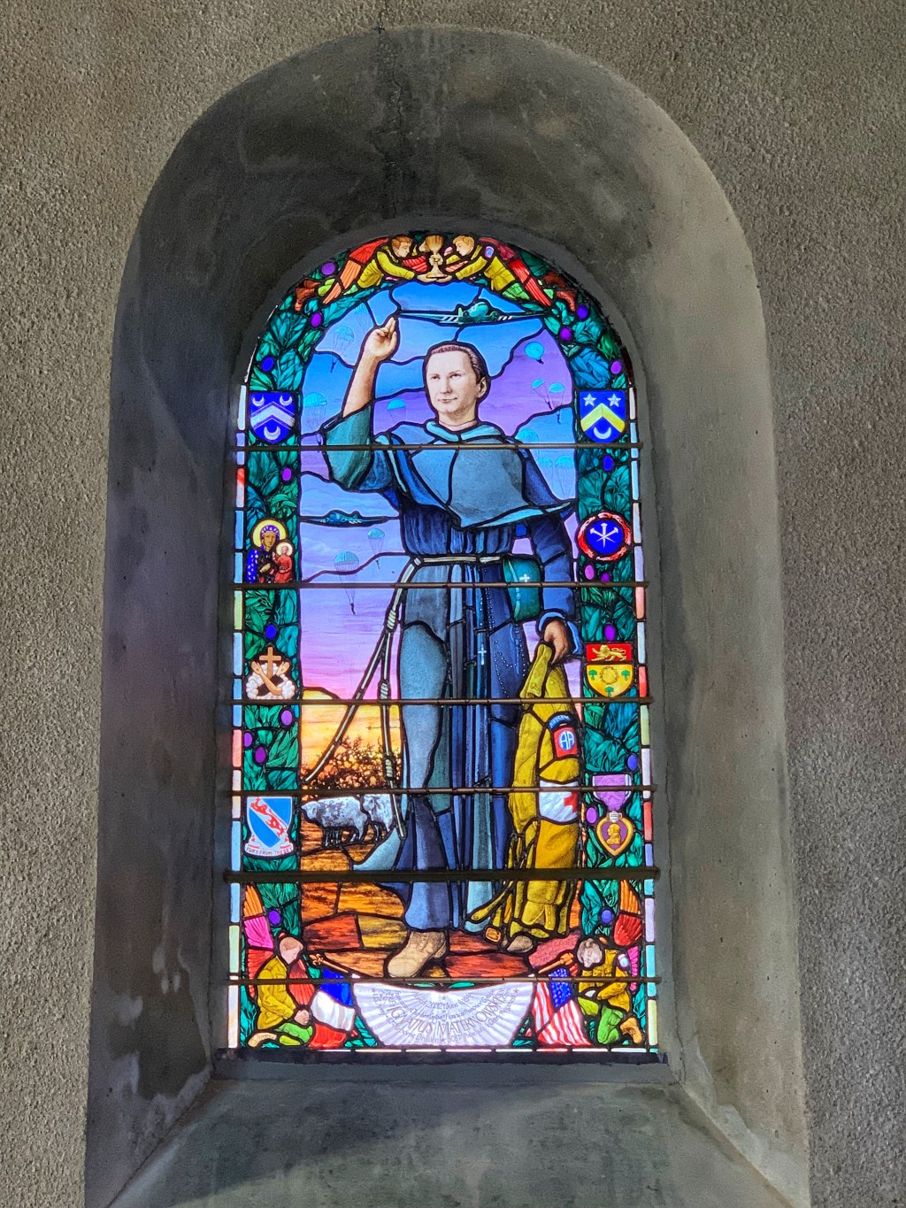 Stained glass window honoring Fr. Ignatius Matenowski.