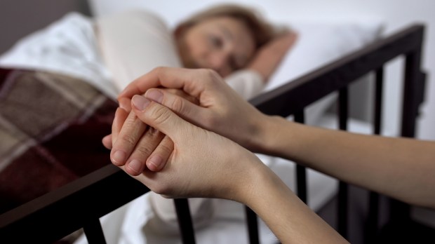 Patient in hospital bed