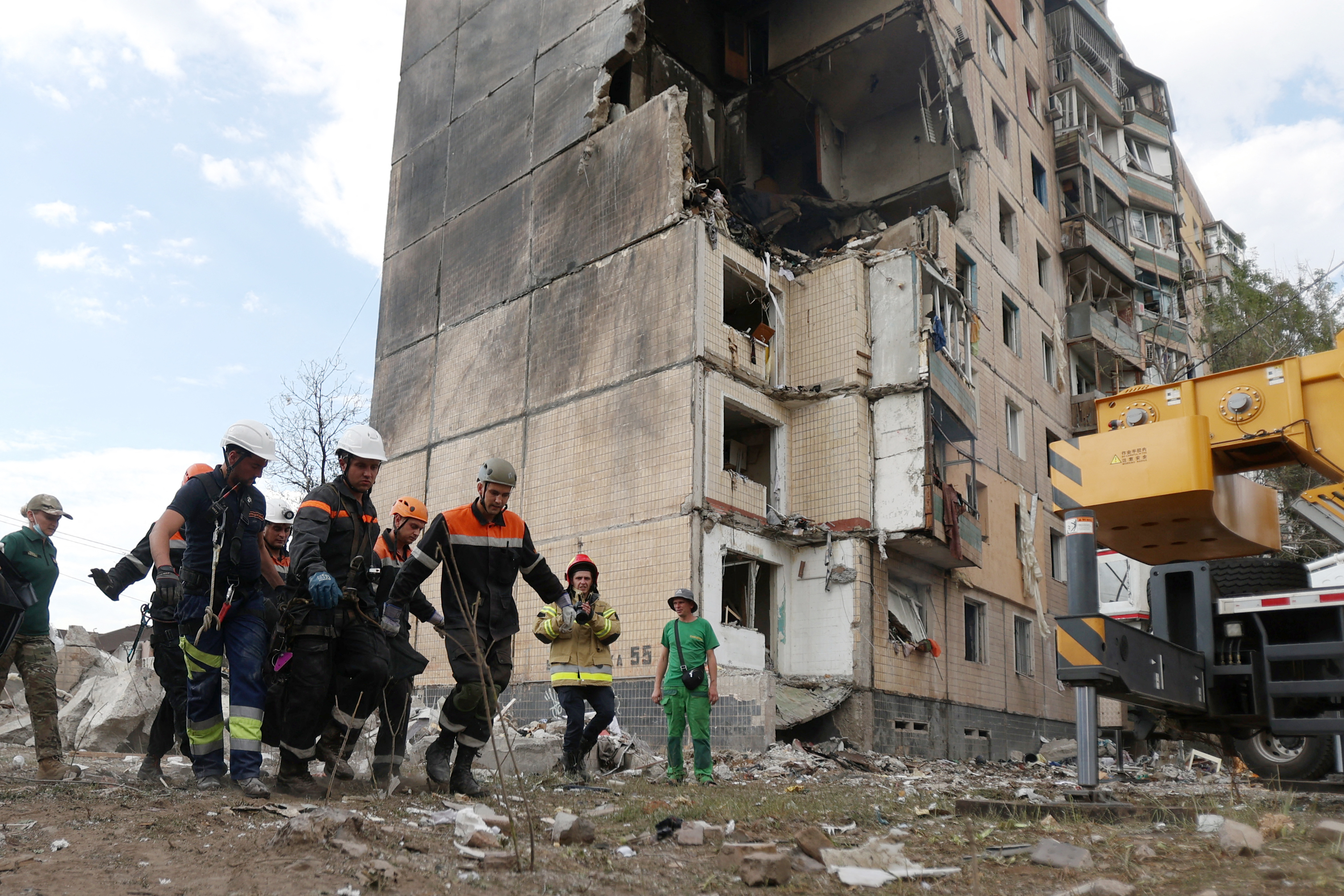 Bombed apartment building in Kryvyi Rih, Ukraine