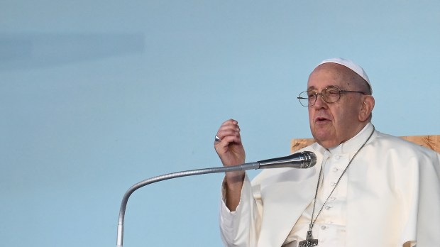 Pope Francis attends the welcoming ceremony of World Youth Day