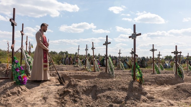 Graves for unidentified Ukrainian casualties