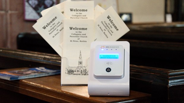 contactless card terminal in UK Church