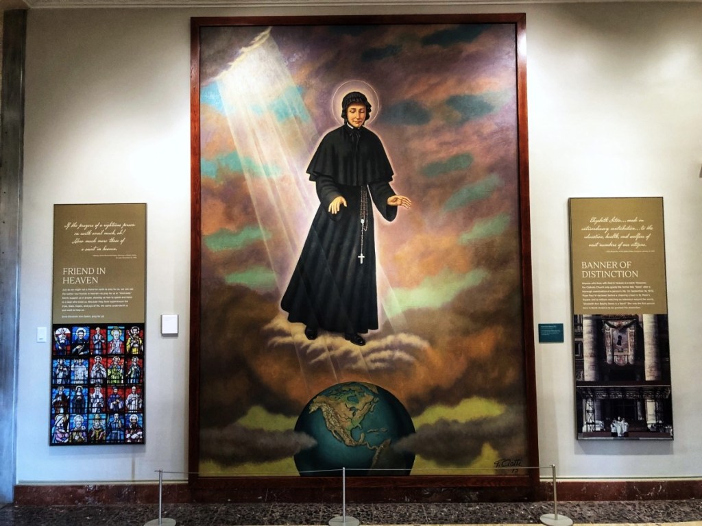 Banner of St. Elizabeth Ann Seton that was displayed at her canonization in Rome.