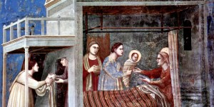 Giotto’s Birth of the Virgin: Various &#8220;moments&#8221; in one image