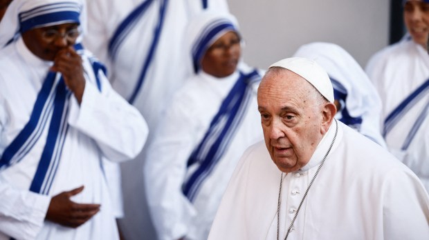 Pope Francis private meeting with people experiencing economic hardship at the House of the Missionaries of Charity