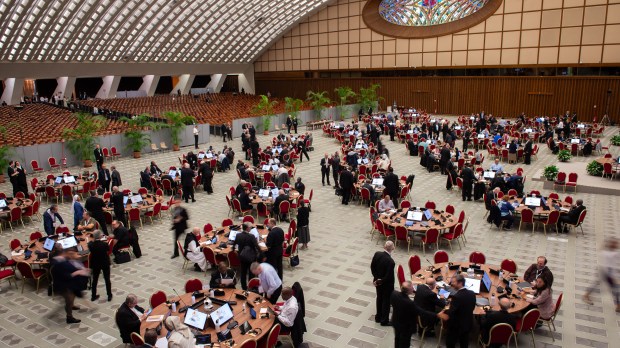 Participants of the 16th General Assembly of the Synod of Bishops gather in the Paul VI hall