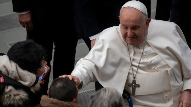 Pope Francis is seen during his weekly general audience at Paul VI hall