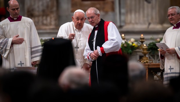 Pope Francis leads the vespers in the Roman Basilica of St. Paul Outside The Walls