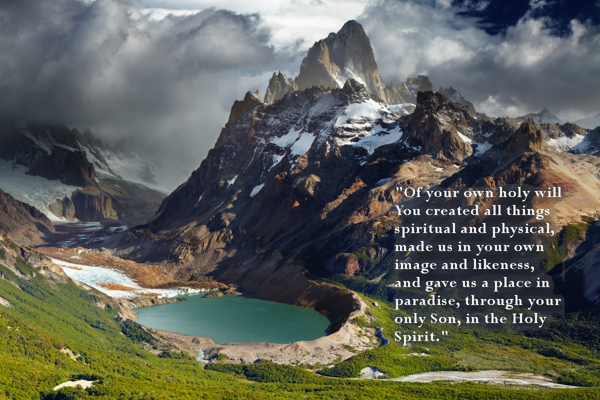 Patagonia landscape with St. Francis quote