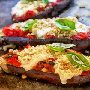 Eggplant stuffed with tuna - square