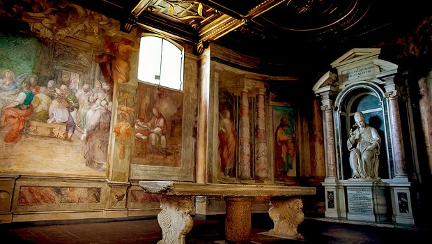 Gregory the Great's "Table of the Poor" in the chapel of St. Barbara in Rome