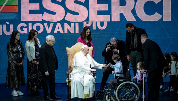Pope Francis participates in the Italian conference of the general State on Natality, on May 10, 2024 in Rome