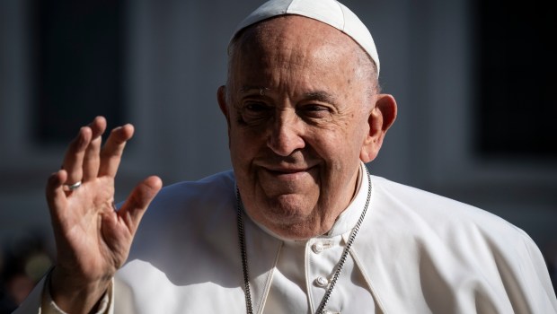 Pope Francis during his weekly general audience in St. Peter's square at the Vatican on May 15, 2024