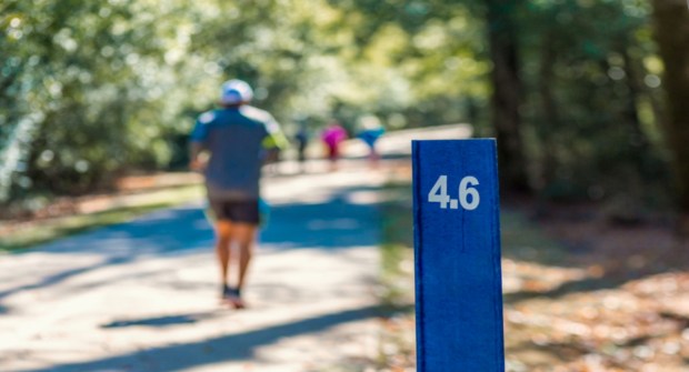 Mile marker running trail