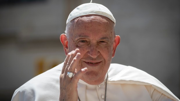 Pope Francis leaves on the popemobile at the end of the weekly general audience on June 12, 2024 at St Peter's square in The Vatican.