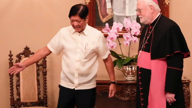 Philippines' President Ferdinand Marcos Jr. and Vatican's Secretary Archbishop Paul Gallagher