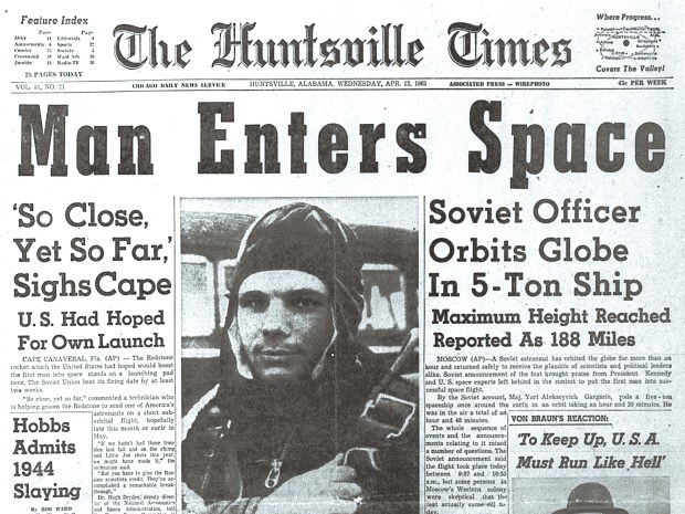 Soviet cosmonaut Yuri Gagarin, the first man to travel into space