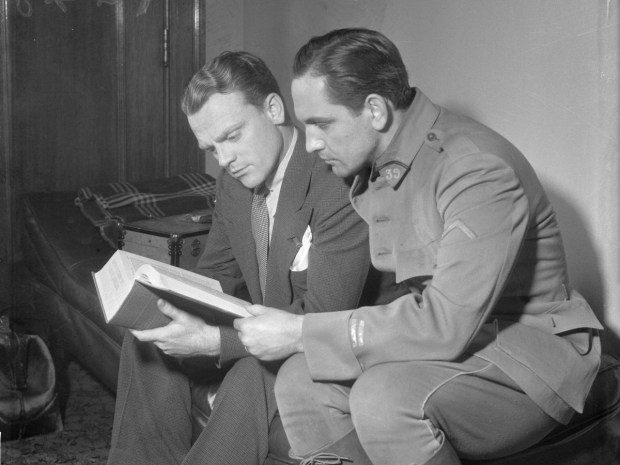James Cagney and Frederic March on set, c. 1936