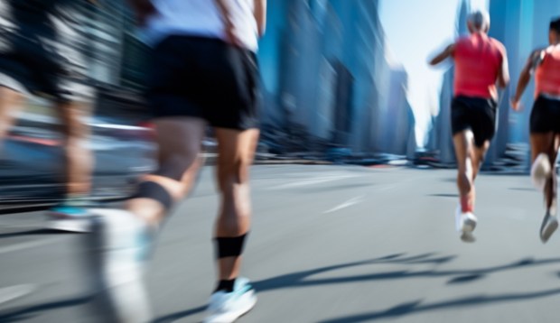 Blurred long distance runners